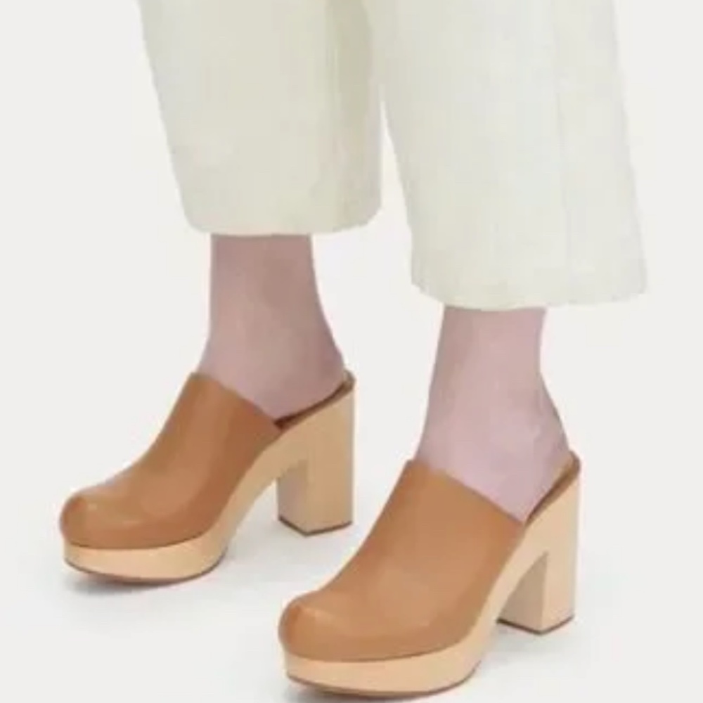 Rachel Comey Bose Clog Size 9 Cognac Leather Wood Platform